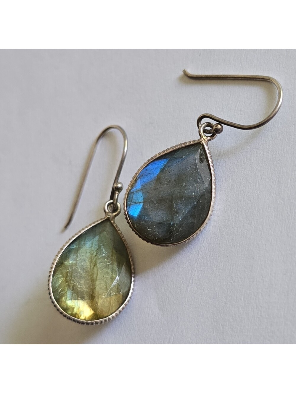 Silver Labradorite Dangle Earrings